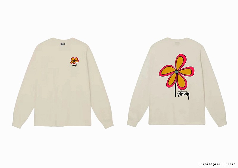 Stussy Flower Series trendy brand beige long-sleeved shirt