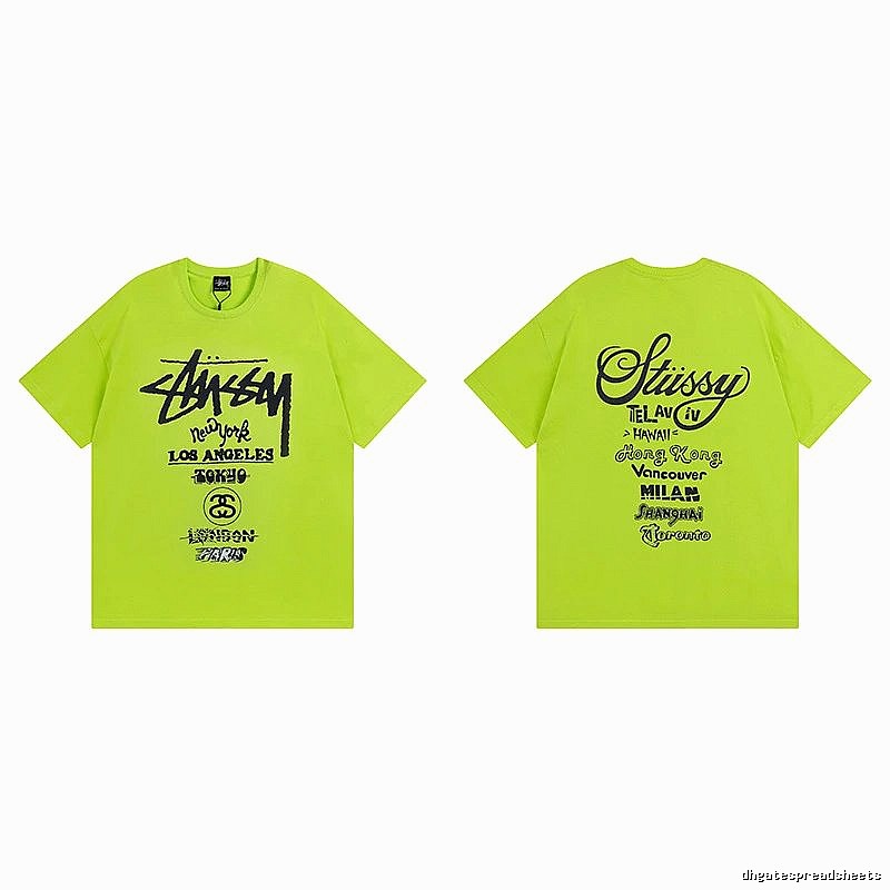 Stussy Fluorescent Green Spider Graphic T-Shirt Soft Neutral Logo