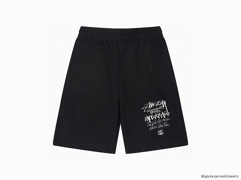 Stussy graffiti-style black shorts