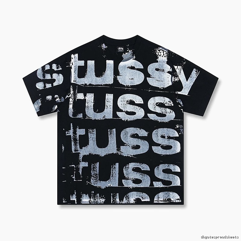 Stussy graffiti-style black T-shirt with letters