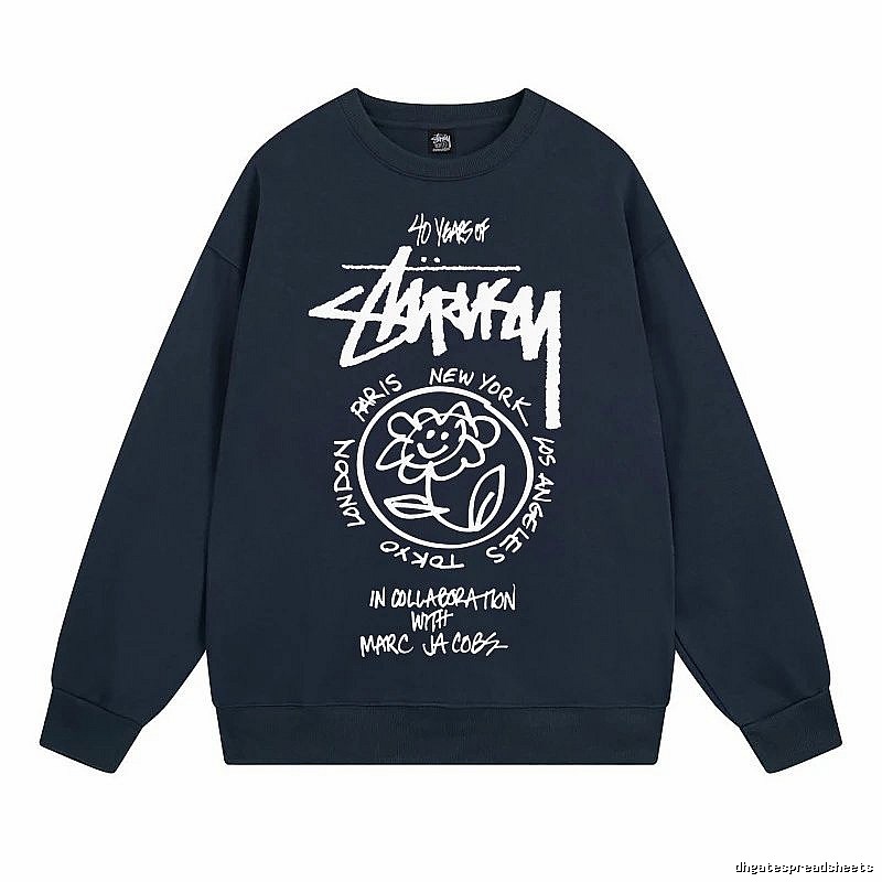 Stussy Navy Style 539 Graphic SweatShirt Poolside Style