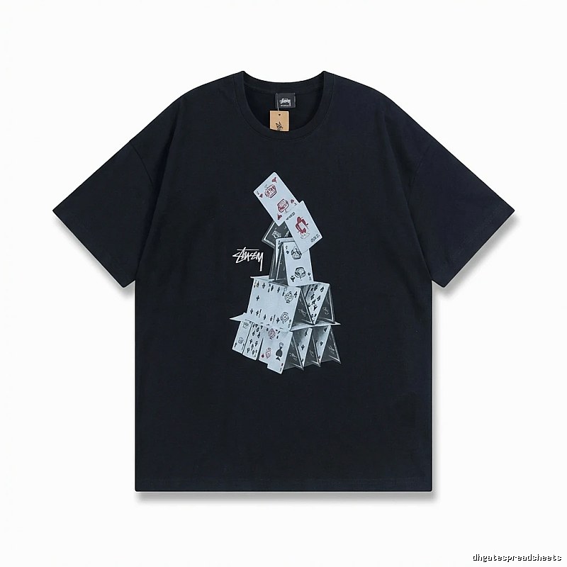 Stussy playing card series trendy black T-shirt