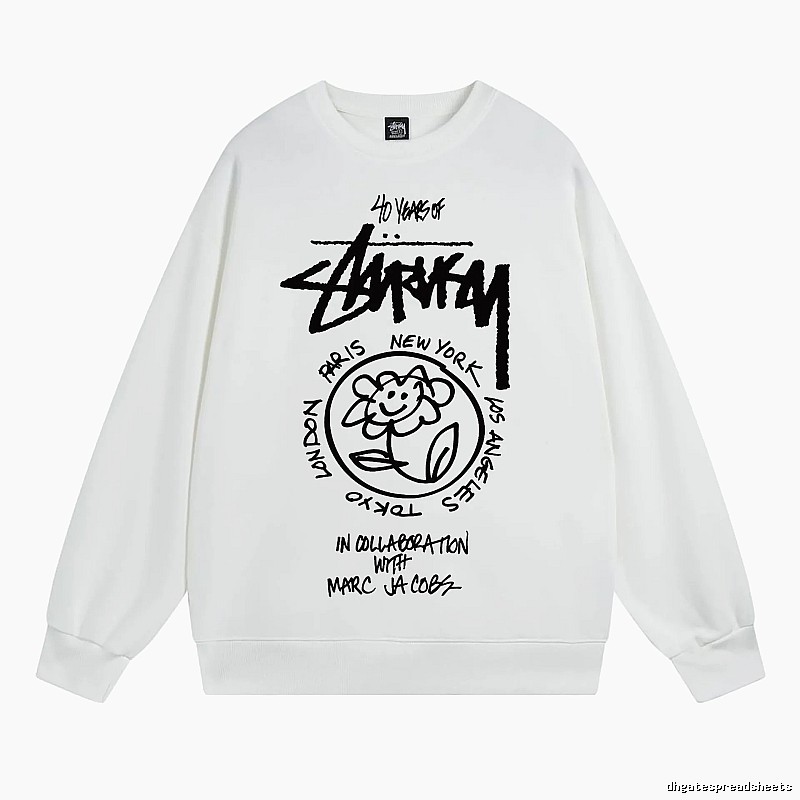 Stussy White Style 539 Graphic SweatShirt Airport Outfit