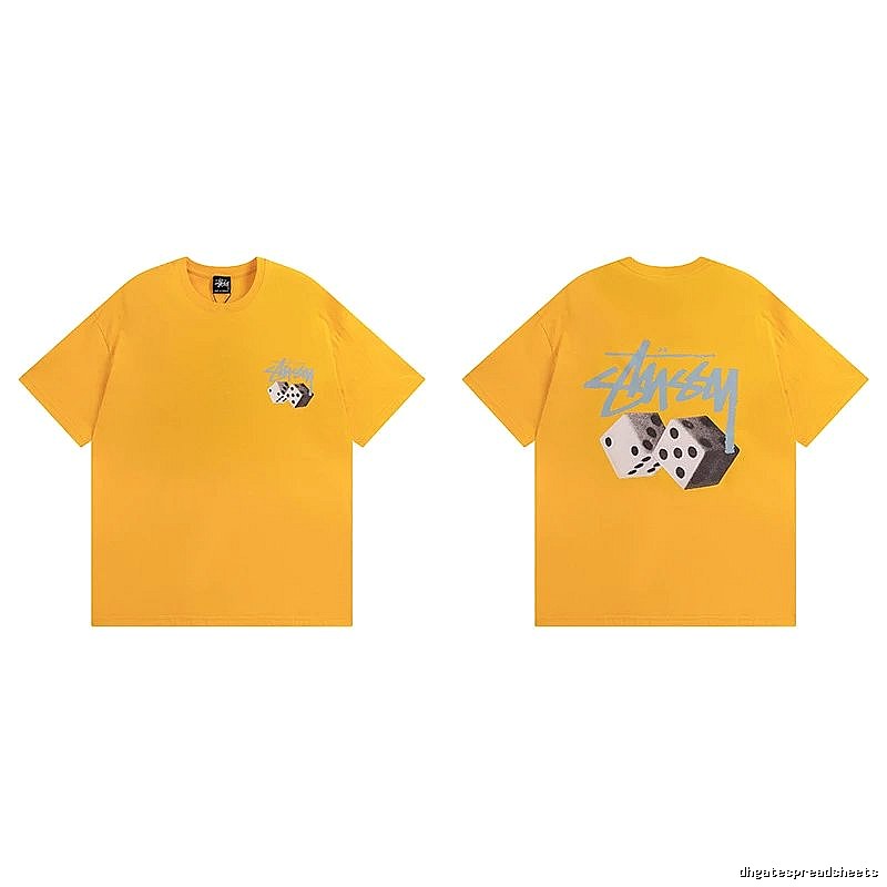 Stussy Yellow Spider Graphic T-Shirt Summer Styling Logo