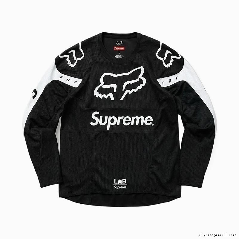 Supreme black and white trendy long-sleeved shirt