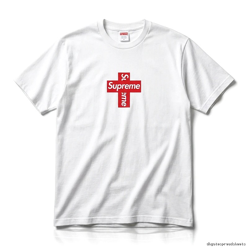 Supreme Cross Trend Brand White T-shirt
