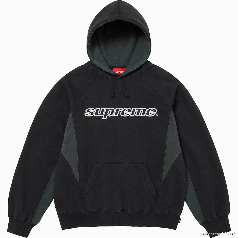 Supreme patchwork-style black hoodie