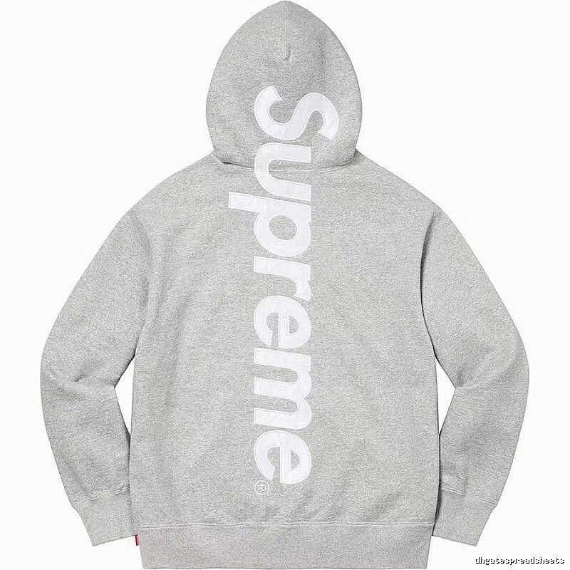 Supreme Relaxed Logo hoodie Gray Red Oversized with Designer-Inspired Detail