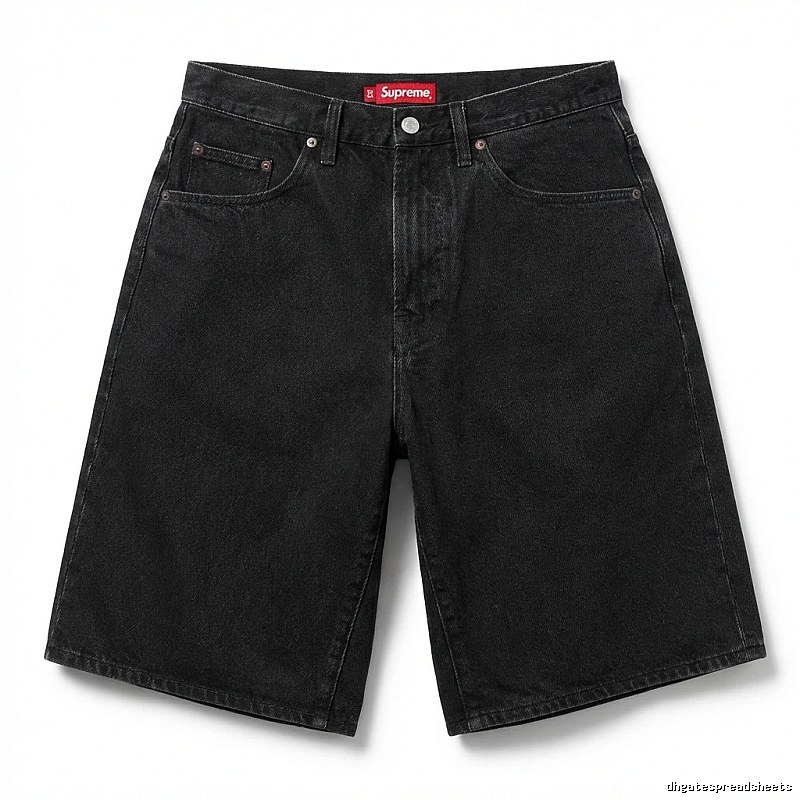 Supreme retro-style black denim shorts