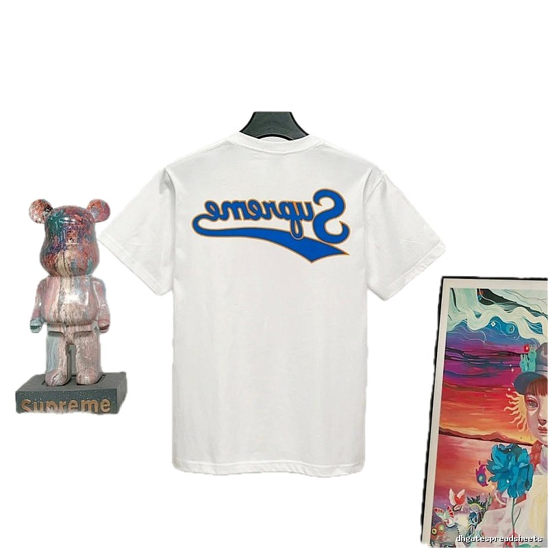 Supreme Reverse Logo Printed Street Style White T-Shirt