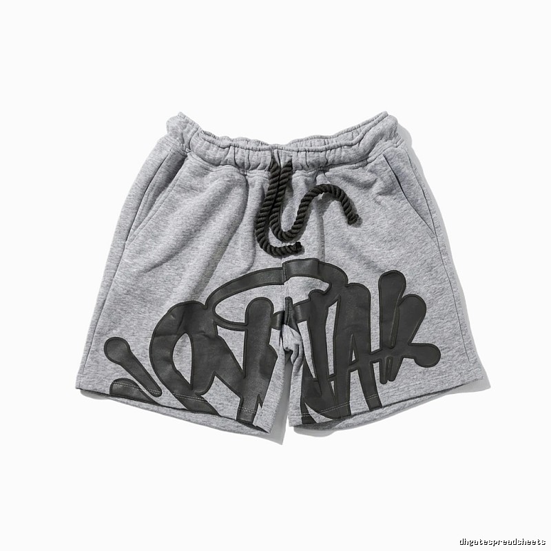 SynaWorld graffiti-style gray shorts