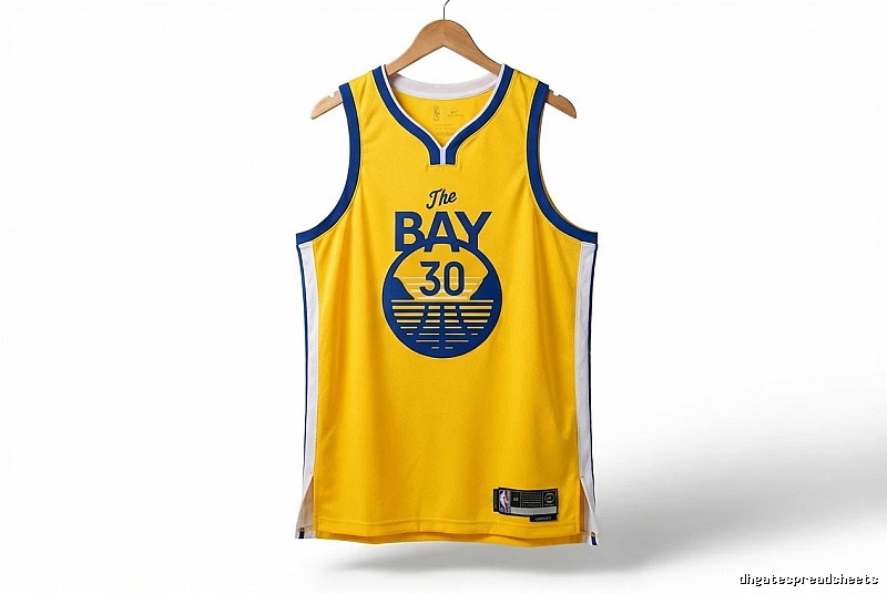 The Bay series yellow and blue jersey of Curry.