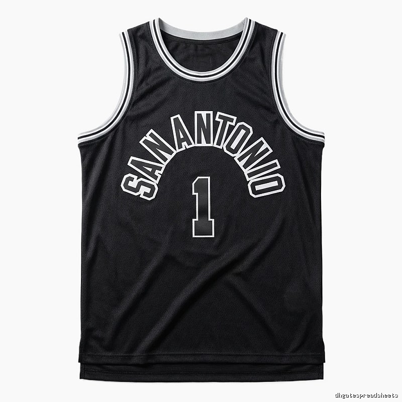 The black jersey of the San Antonio Spurs' Wembanyama style.