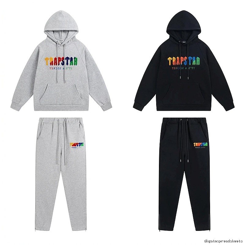 Trapstar Rainbow Wind Grey/Black Hooded Set