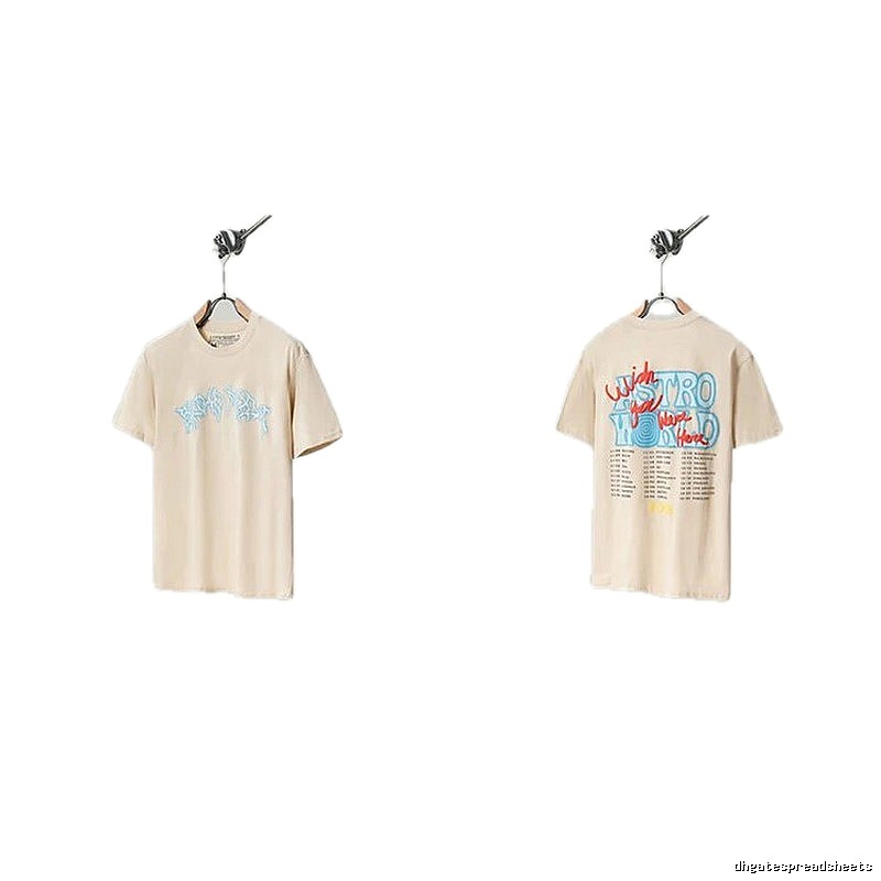 Travis Scott Astro Street Style Apricot Beige Short Sleeve T-Shirt