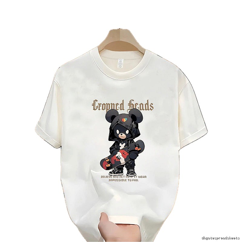Trendy Brand Skateboarding Bear Street Style Off-white T-Shirt