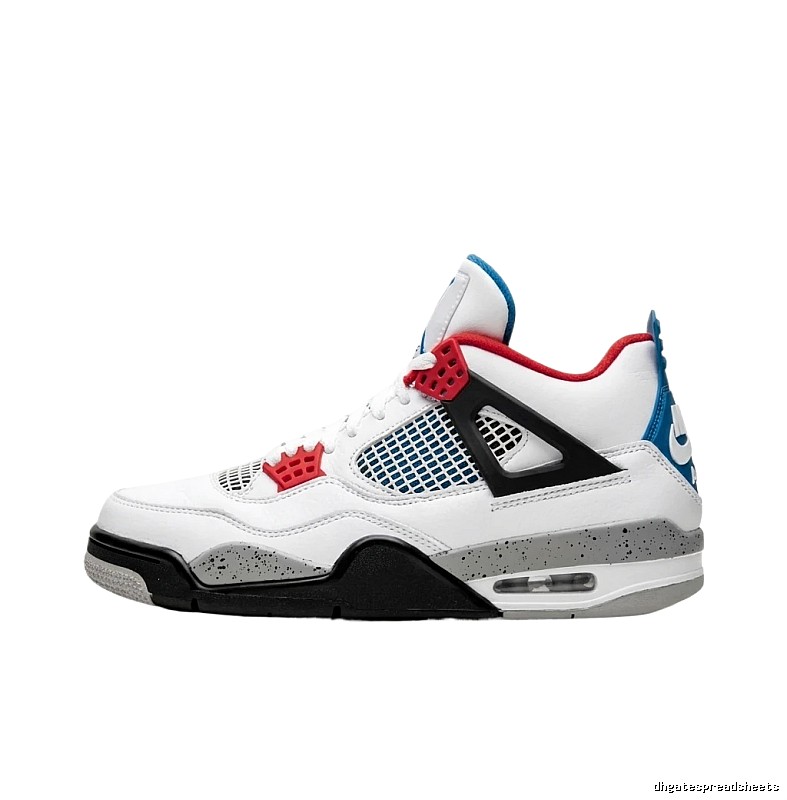 Trendy White, Red and Blue Jordan AJ4 Shoes
