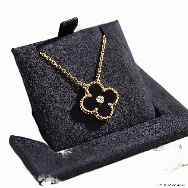 Van Cleef & Arpels Alhambra Black Flower Necklace