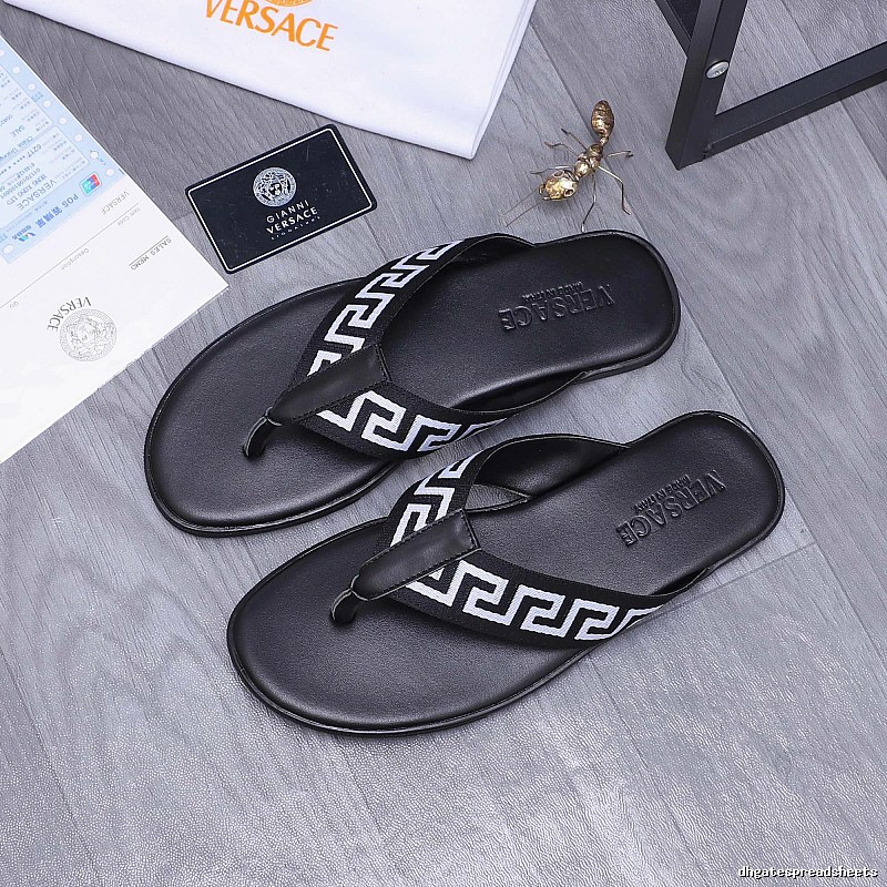 Versace Greek Key Trendy Style Black Flip-Flops