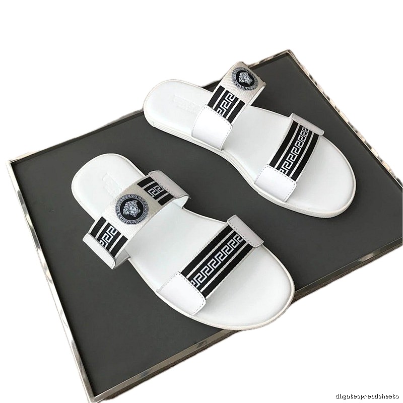 Versace Medusa Trendy Streetwear Style White Slides