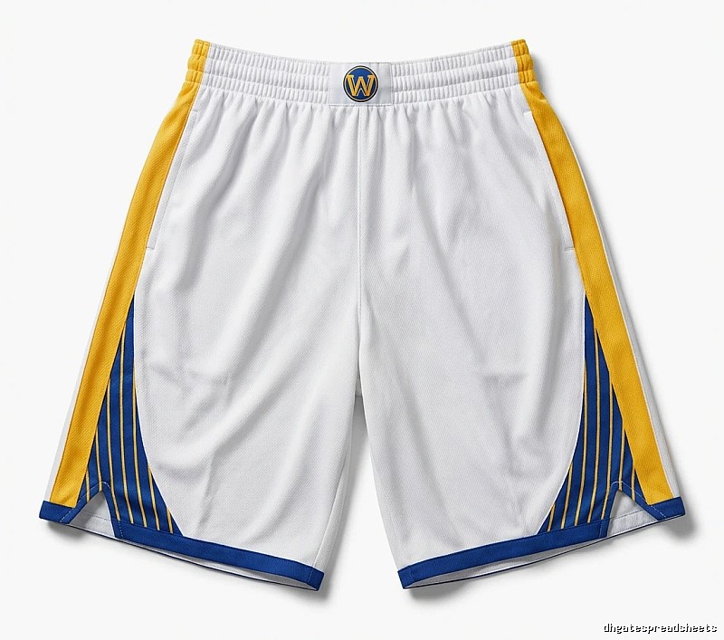 Warriors' Curry's white, yellow and blue shorts