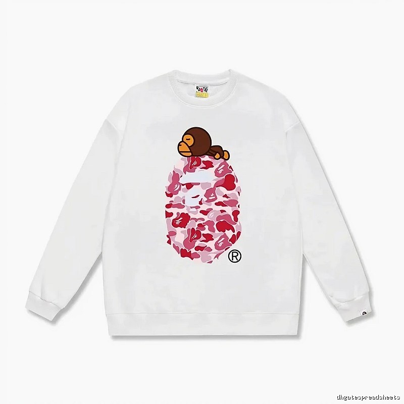 White hoodie in the style of Bape ape man camouflage