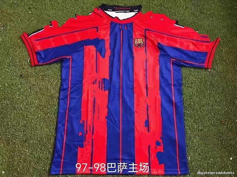 Barcelona Monogram Retro soccer jersey Blue Red Barcelona for Casual Outfits