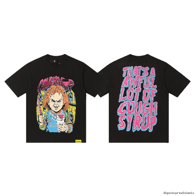 COUGH SYRUP Chucky Print Street Style Black T-shirt