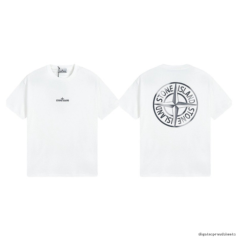Stone Island Large Compass Print Street Style White T-Shirt